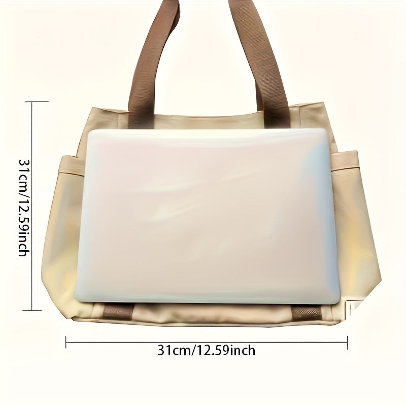 Multiple Pockets Canvas Tote Bag Spacious Canvas Tote Bag with Multiple Pockets - Versatile Shoulder & Handbag for School, Work, Travel, and Shopping