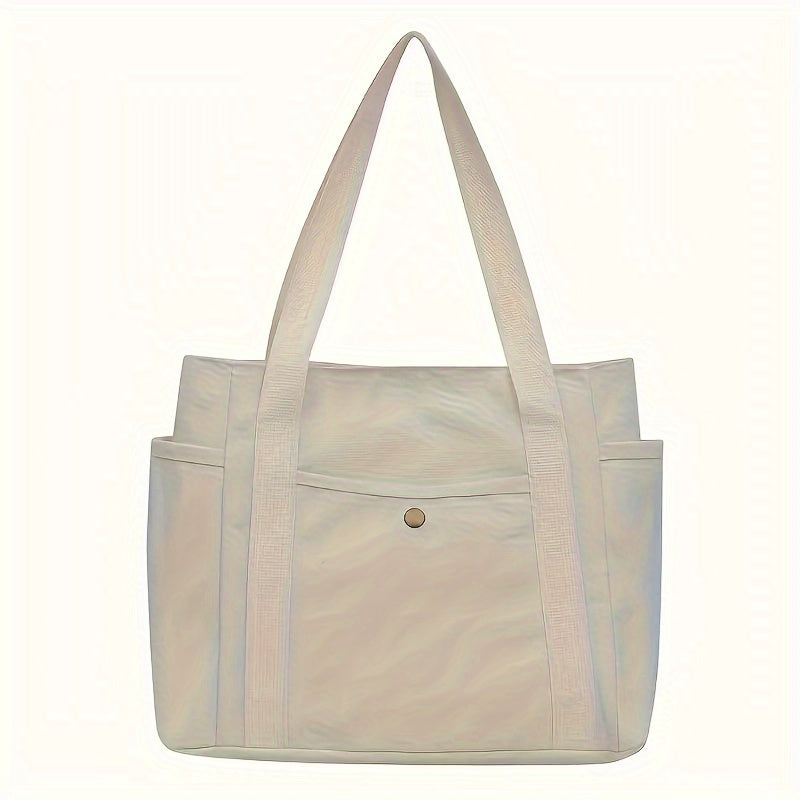Multiple Pockets Canvas Tote Bag Spacious Canvas Tote Bag with Multiple Pockets - Versatile Shoulder & Handbag for School, Work, Travel, and Shopping