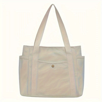 Multiple Pockets Canvas Tote Bag Spacious Canvas Tote Bag with Multiple Pockets - Versatile Shoulder & Handbag for School, Work, Travel, and Shopping