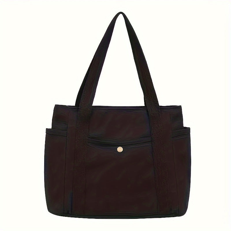 Multiple Pockets Canvas Tote Bag Spacious Canvas Tote Bag with Multiple Pockets - Versatile Shoulder & Handbag for School, Work, Travel, and Shopping