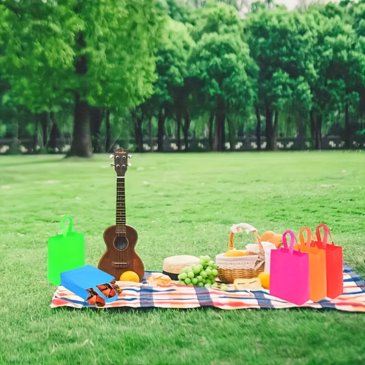 100pcs Vibrant Non-Woven Fabric Tote Bags - Durable & Colorful for Parties, Weddings, Small Businesses - Ideal for Gifts, Shopping & Crafts, Grocery Tote Bags|Colorful Carry Bags|Sturdy Construction