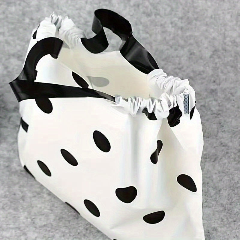 20pcs Black & White Polka Dot Plastic Tote Bags - Waterproof, Durable, Ideal for Shopping, Grocery, and Gift Purposes, Perfect for Takeaway and Clothing Storage, Gift Bags|Stylish Tote Bag|Durable Plastic, Tote Bag