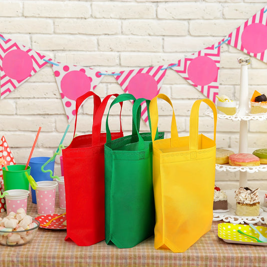 100pcs Vibrant Non-Woven Fabric Tote Bags - Durable & Colorful for Parties, Weddings, Small Businesses - Ideal for Gifts, Shopping & Crafts, Grocery Tote Bags|Colorful Carry Bags|Sturdy Construction