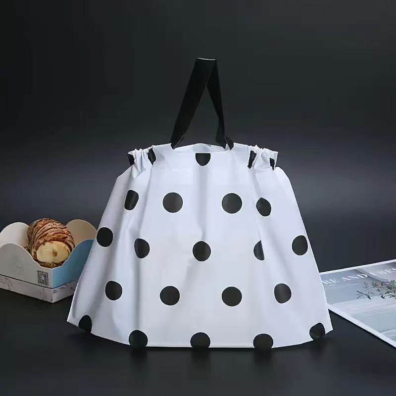 20pcs Black & White Polka Dot Plastic Tote Bags - Waterproof, Durable, Ideal for Shopping, Grocery, and Gift Purposes, Perfect for Takeaway and Clothing Storage, Gift Bags|Stylish Tote Bag|Durable Plastic, Tote Bag