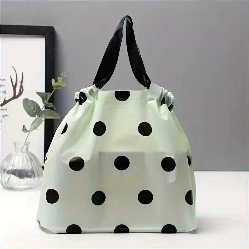 20pcs Black & White Polka Dot Plastic Tote Bags - Waterproof, Durable, Ideal for Shopping, Grocery, and Gift Purposes, Perfect for Takeaway and Clothing Storage, Gift Bags|Stylish Tote Bag|Durable Plastic, Tote Bag